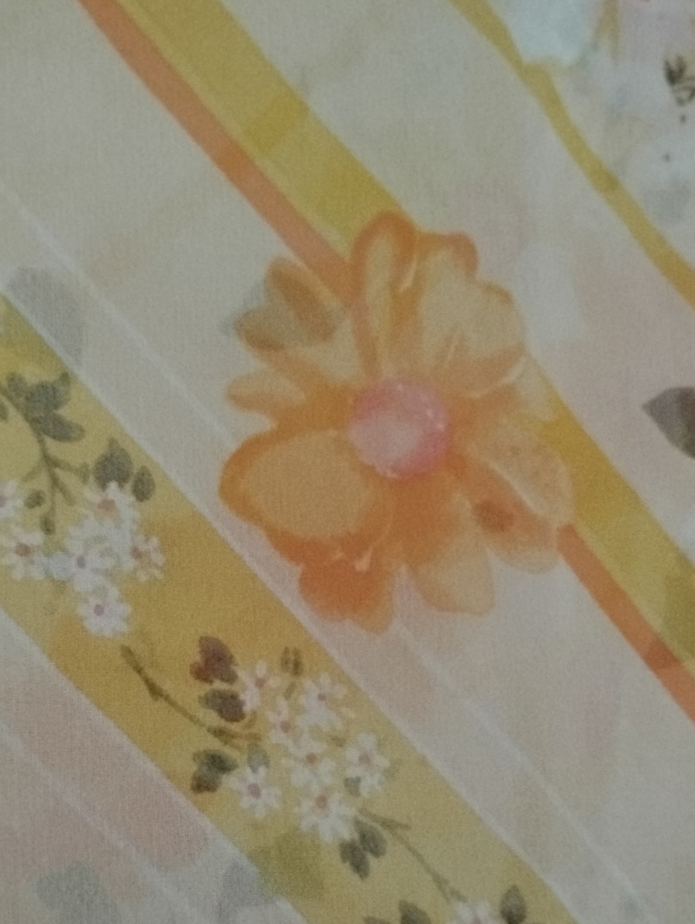Halston Heritage Orange and Yellow Floral Sheer Silk Scarf